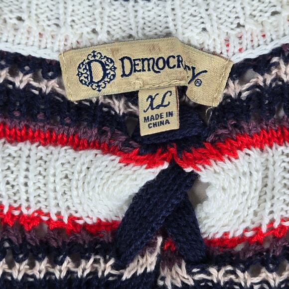 Democracy Striped Long‎ Sleeve Layered Look Sweater XL NWT - Picture 3 of 9